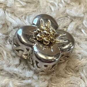 Authentic S&G Two Tone Flower Charm‎ 14K Gold & Silver Collectible